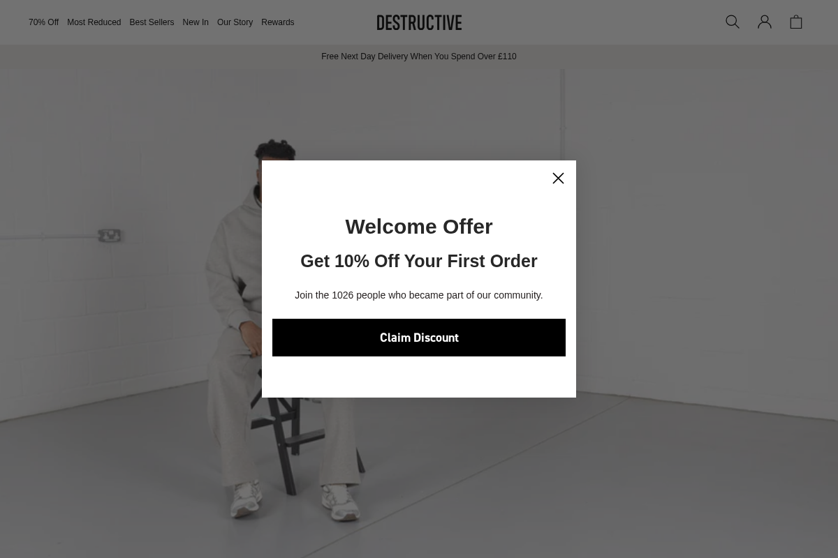 DESTRUCTIVE homepage screenshot