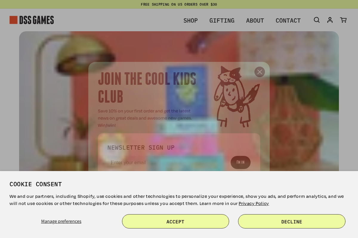 DSS Games homepage screenshot