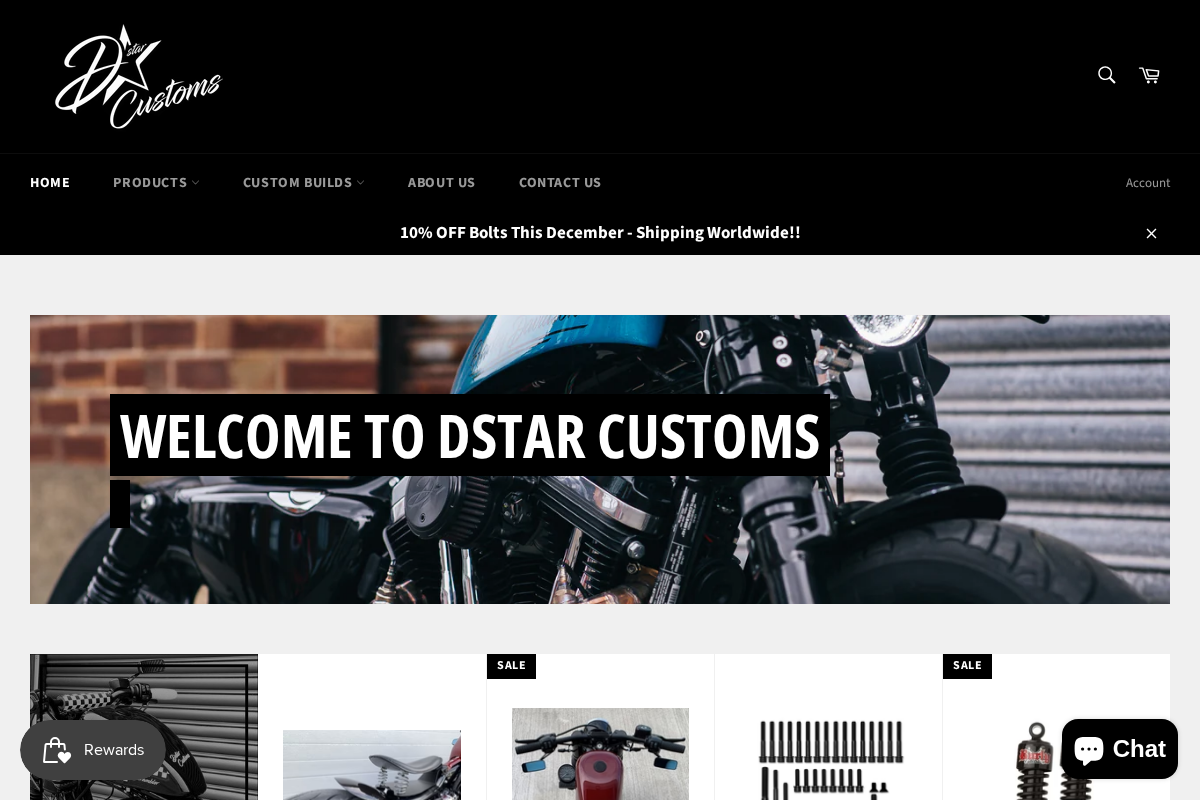 dstarcustoms homepage screenshot