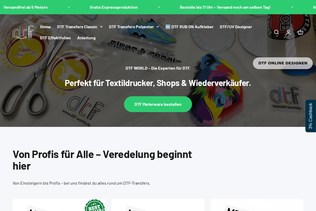 DTF-World.de homepage screenshot