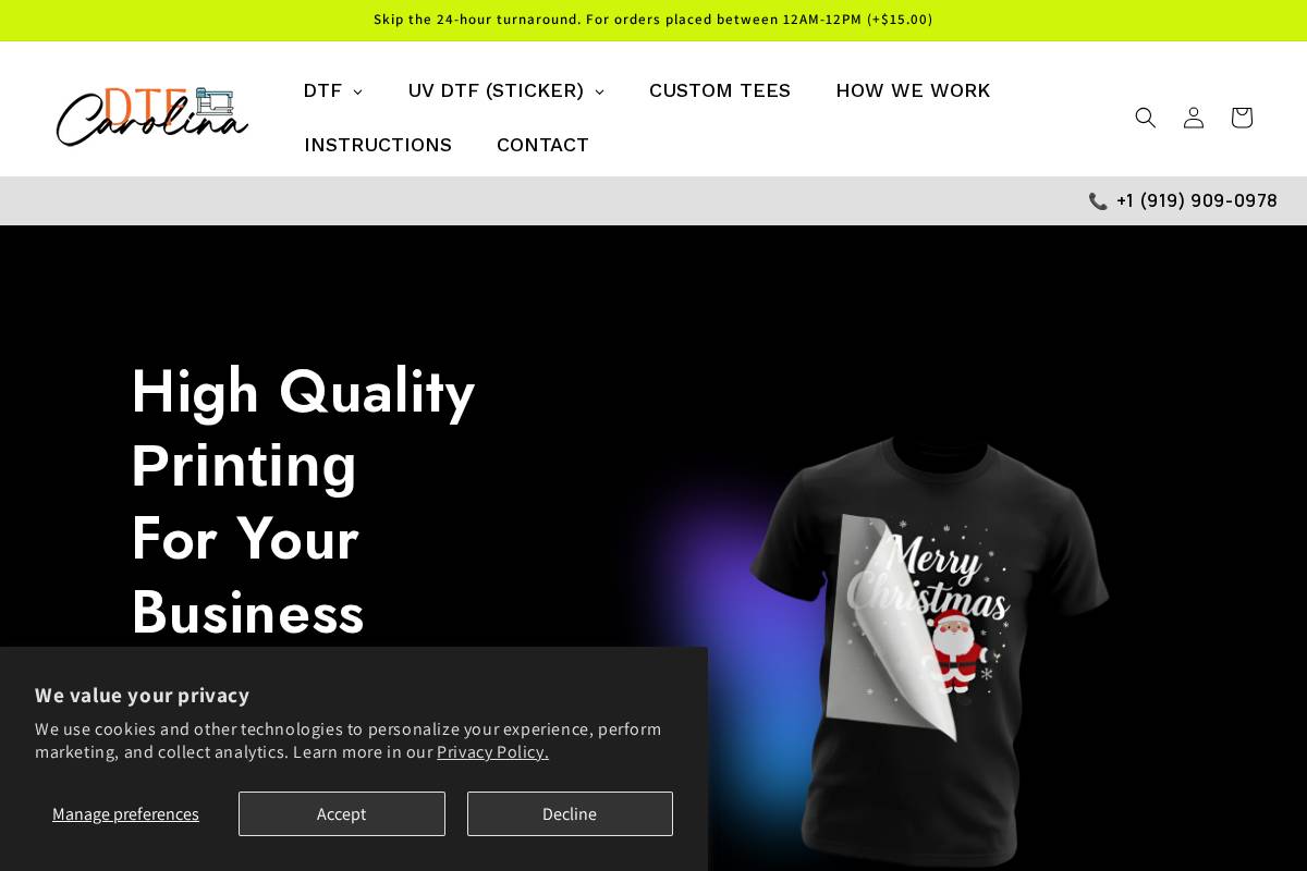 dtfcarolina.com homepage screenshot