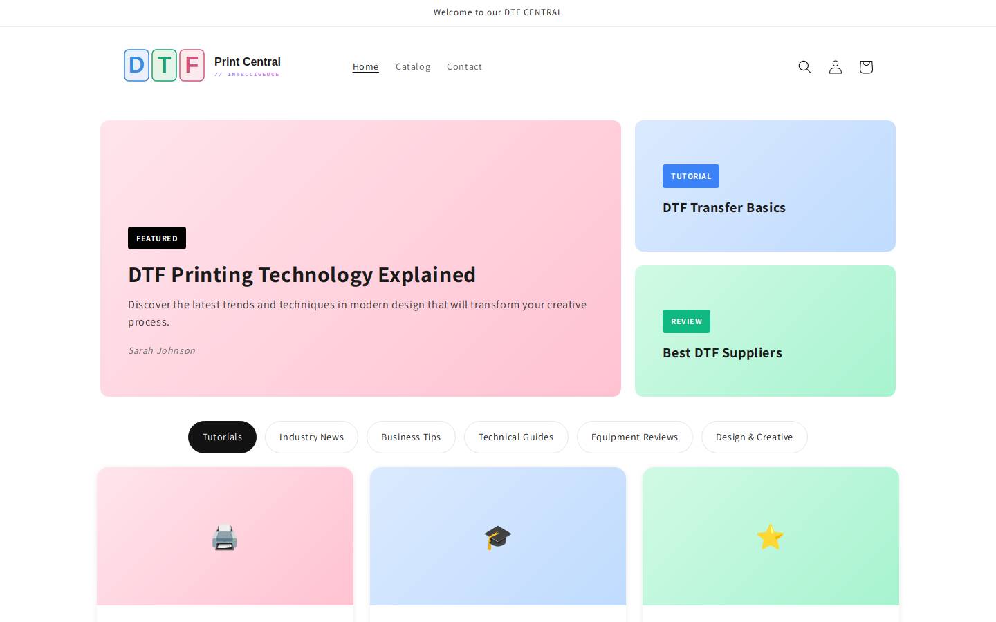 dtfprintcentral.com homepage screenshot