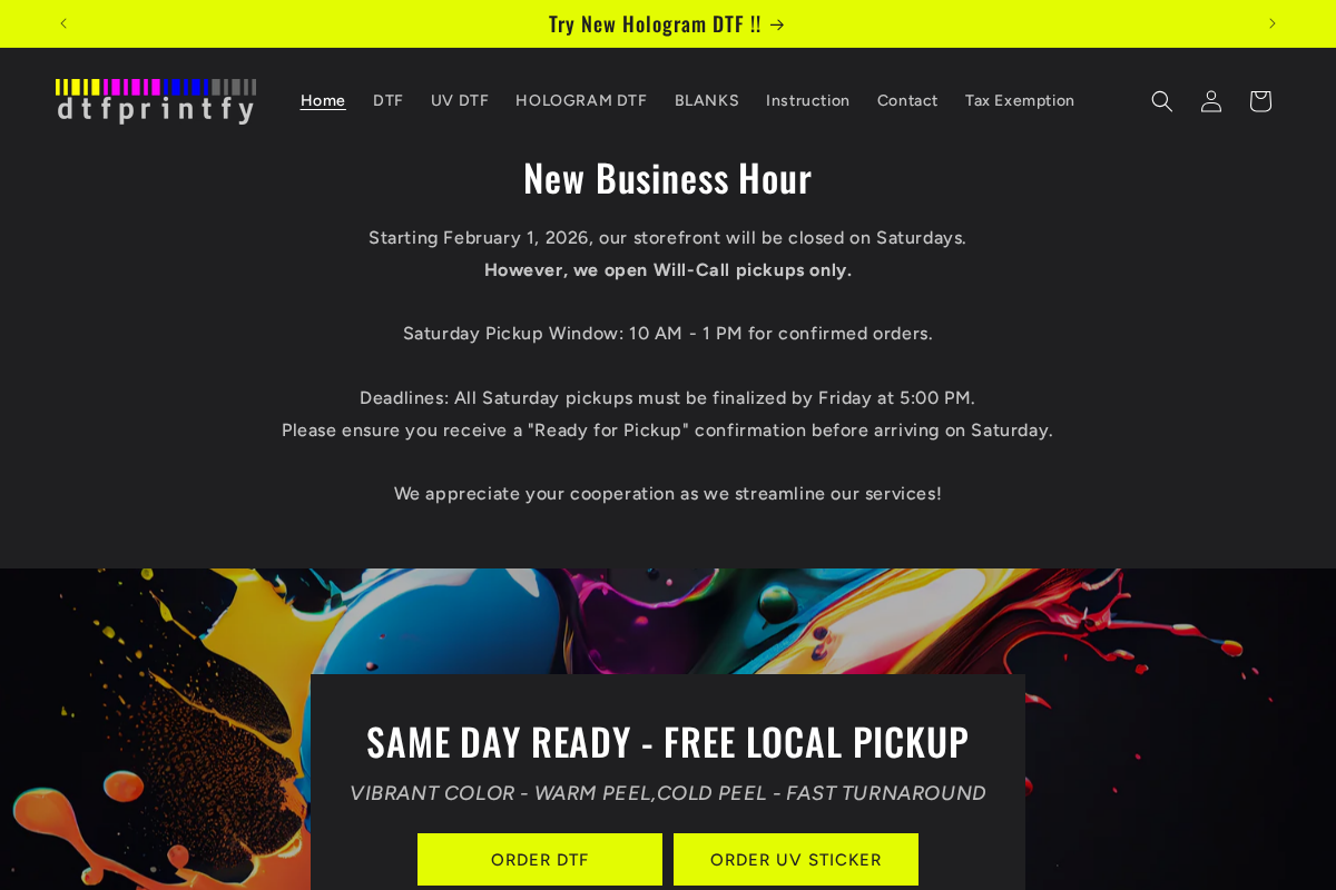 dtfprintfy.com homepage screenshot