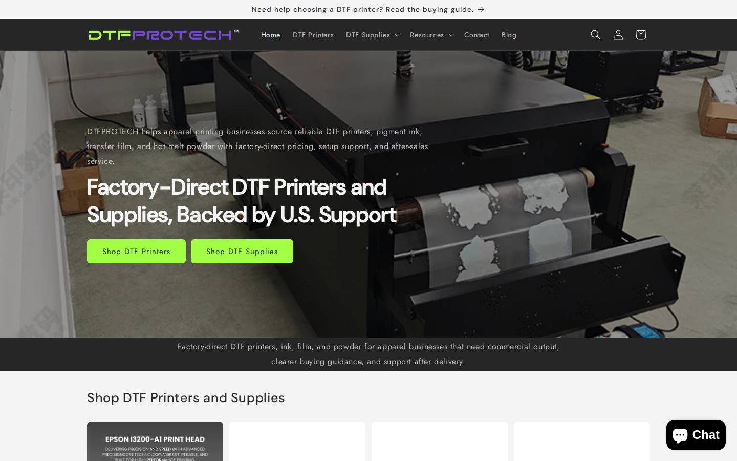 dtfprotech.com homepage screenshot