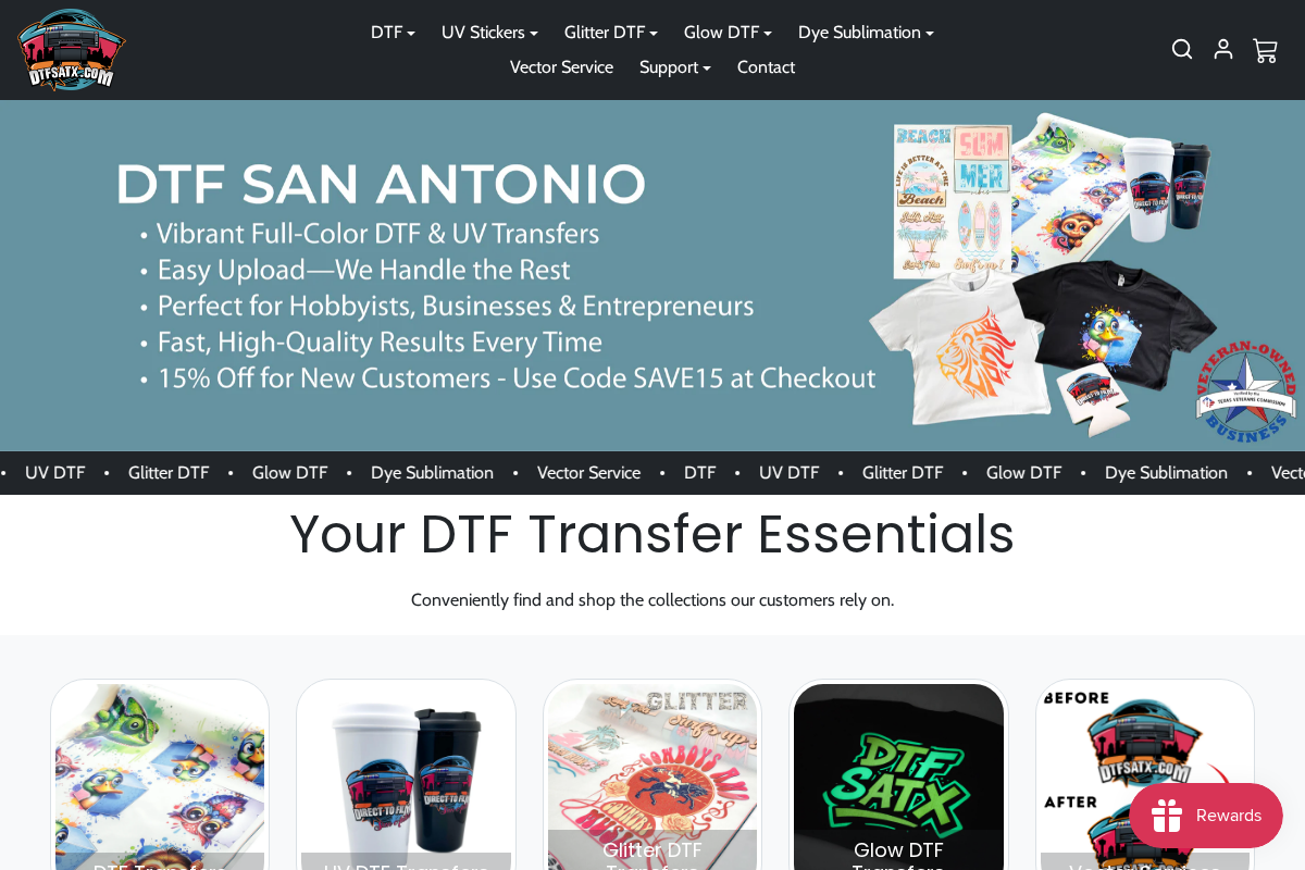 DTF San Antonio homepage screenshot
