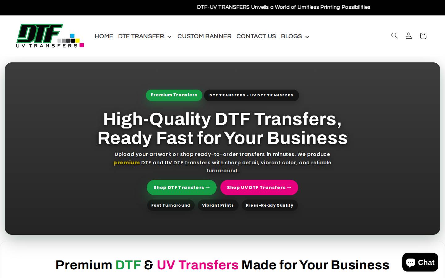 dtfuvtransfers.com homepage screenshot