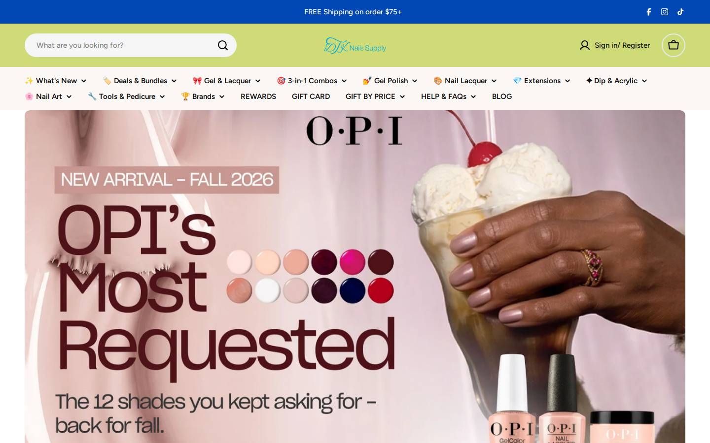Dtknailsupply homepage screenshot