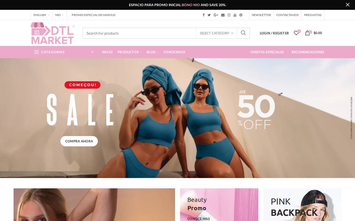 dtlmarket.com homepage screenshot