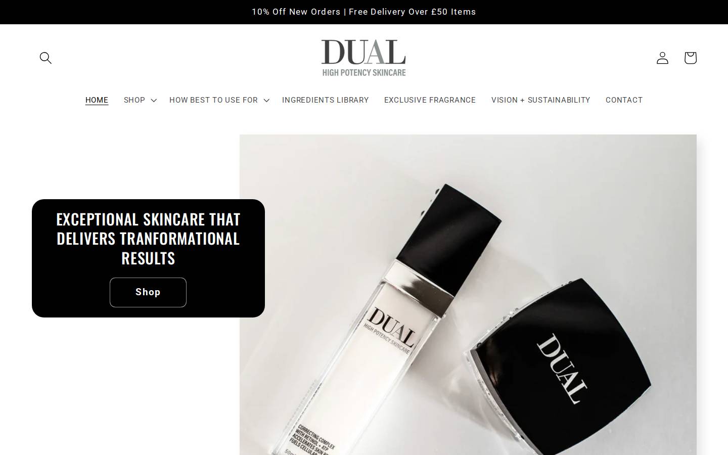 dualskincare.com homepage screenshot
