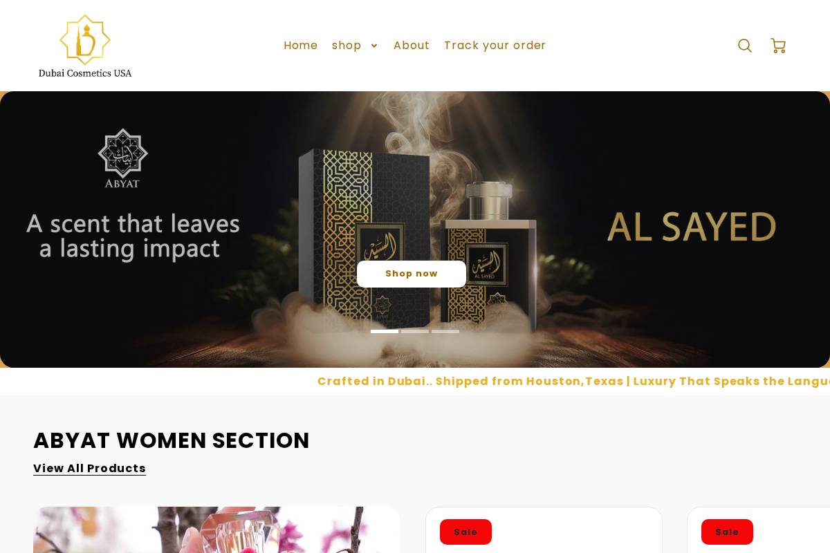 dubaicosmeticsusa.com homepage screenshot