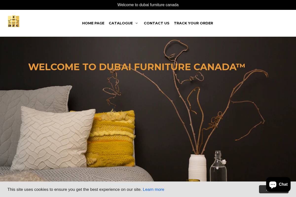 dubaifurniture.ca homepage screenshot