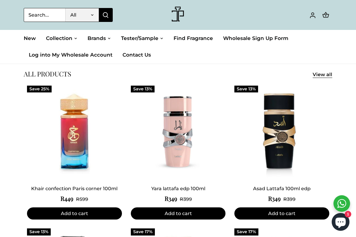 Dubai perfumes SA homepage screenshot