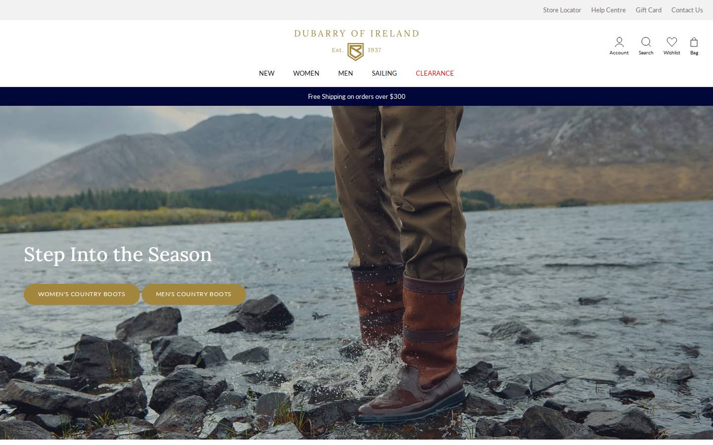 Dubarry of Ireland homepage screenshot