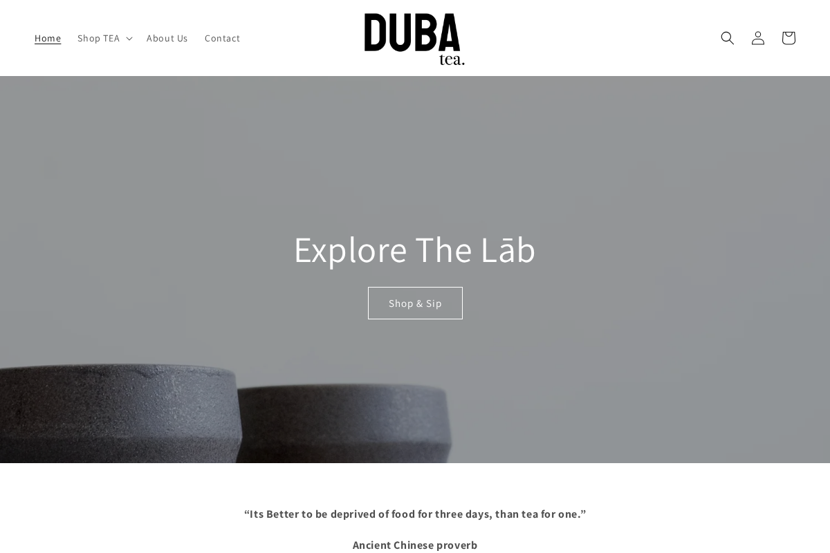 dubatea.com homepage screenshot