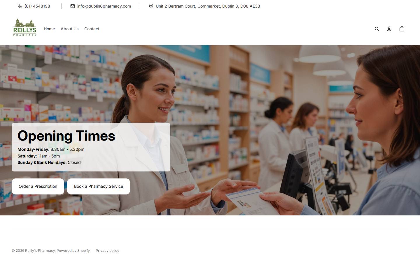 dublin8pharmacy.com homepage screenshot