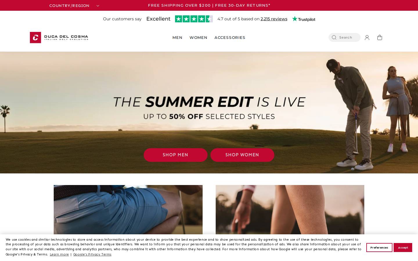 Duca del Cosma | Italian Golf Shoes homepage screenshot
