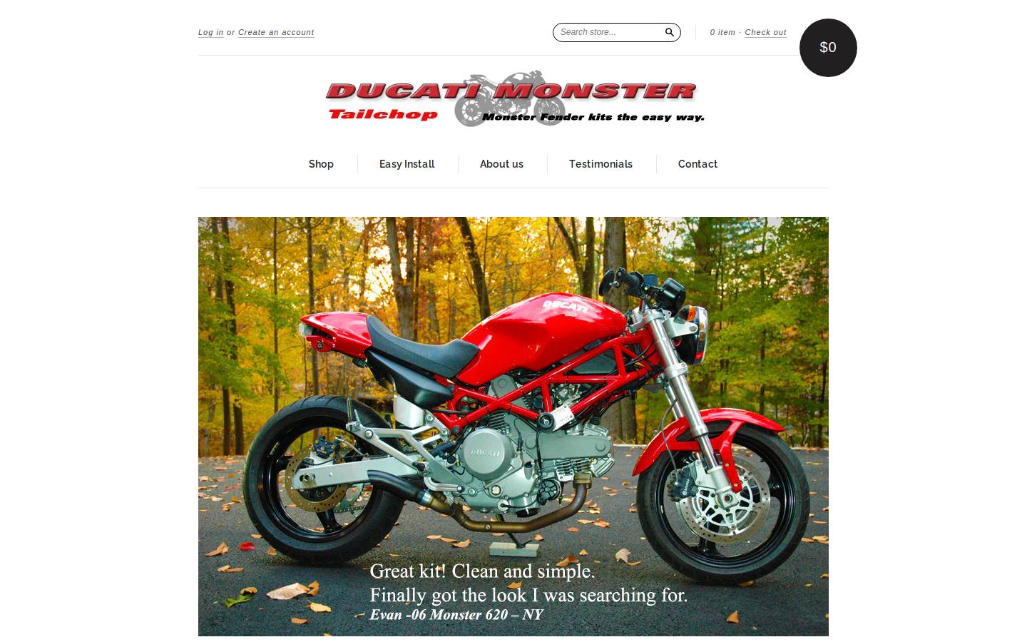 ducatimonstertailchop.com homepage screenshot