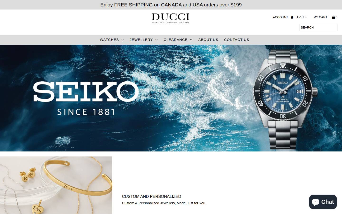duccijewellers.com homepage screenshot