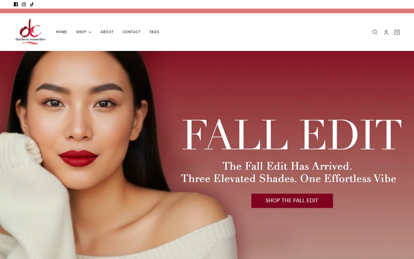 duchesscosmetics.com homepage screenshot