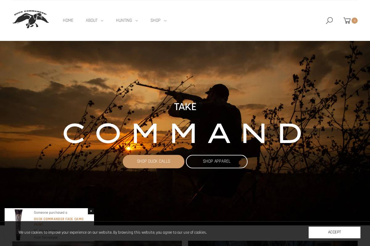 Duck Comander Products homepage screenshot