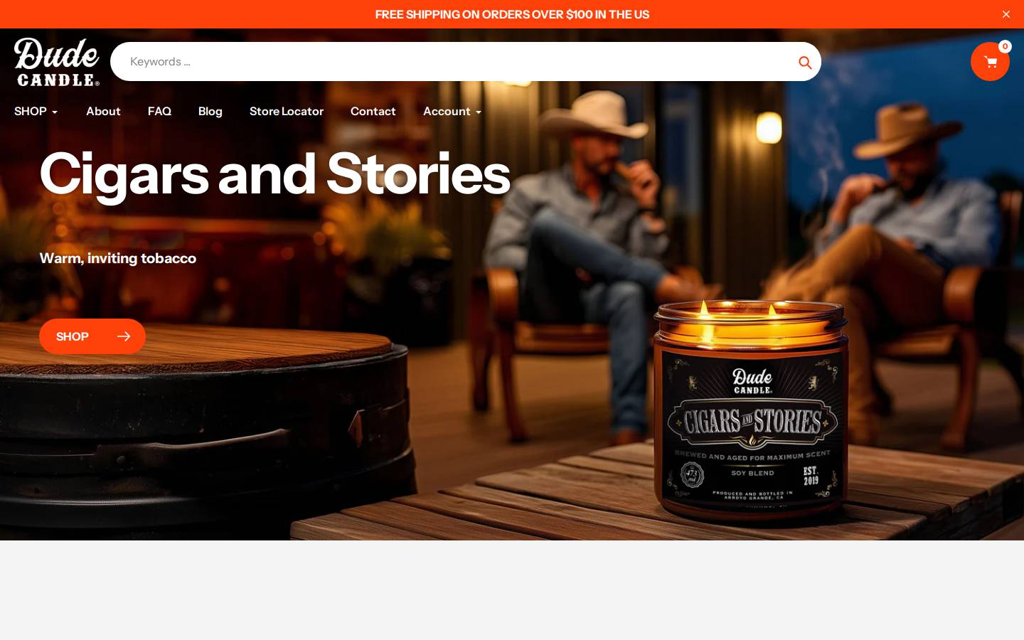 dudecandle.com homepage screenshot