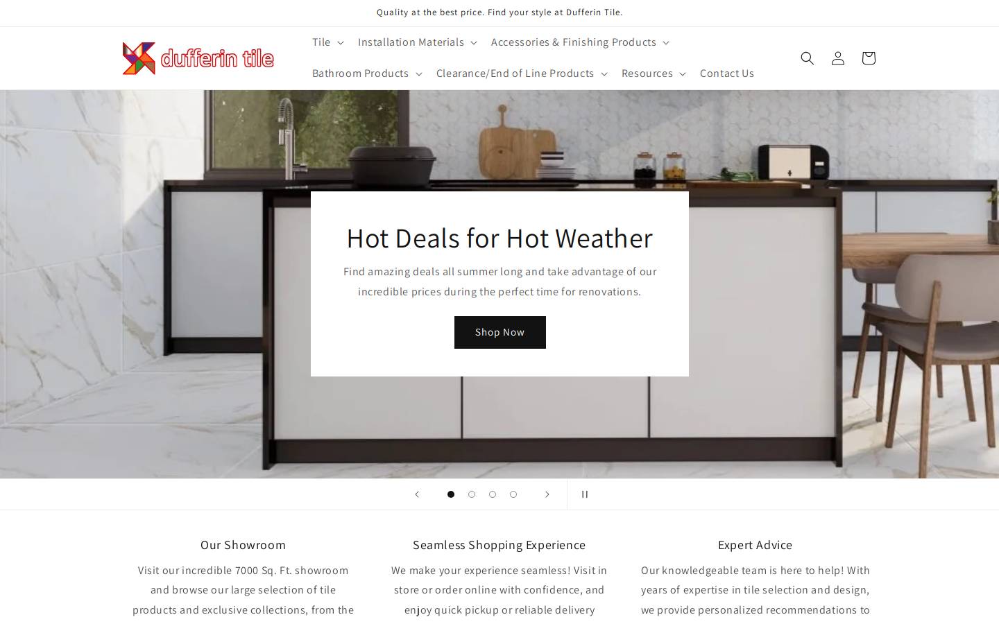 dufferintile.com homepage screenshot