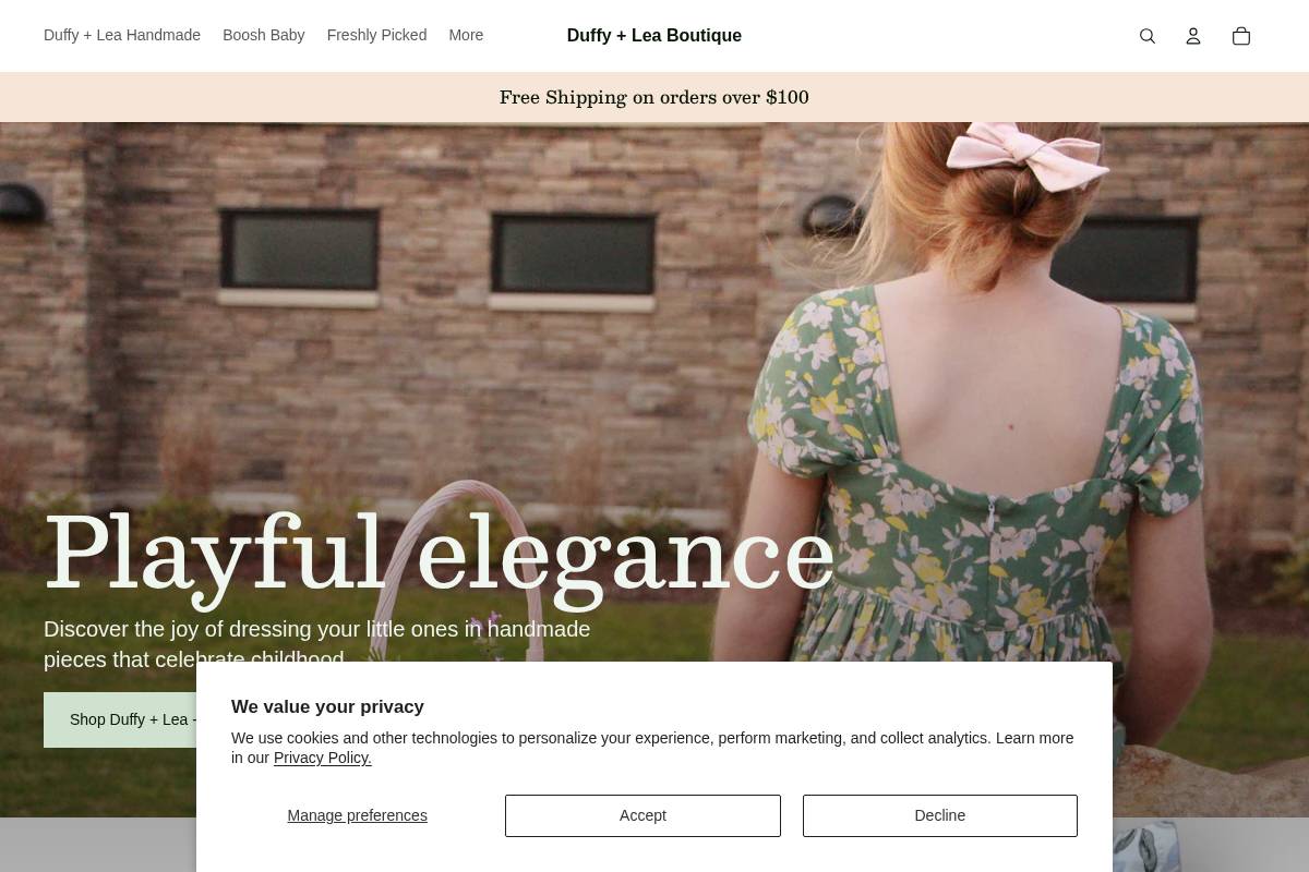 duffyandleaboutique.com homepage screenshot
