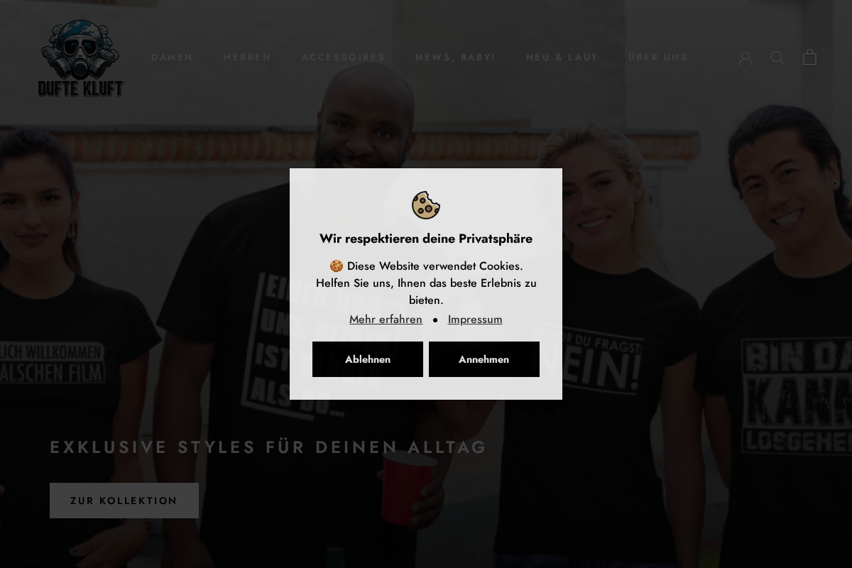 Dufte Kluft homepage screenshot