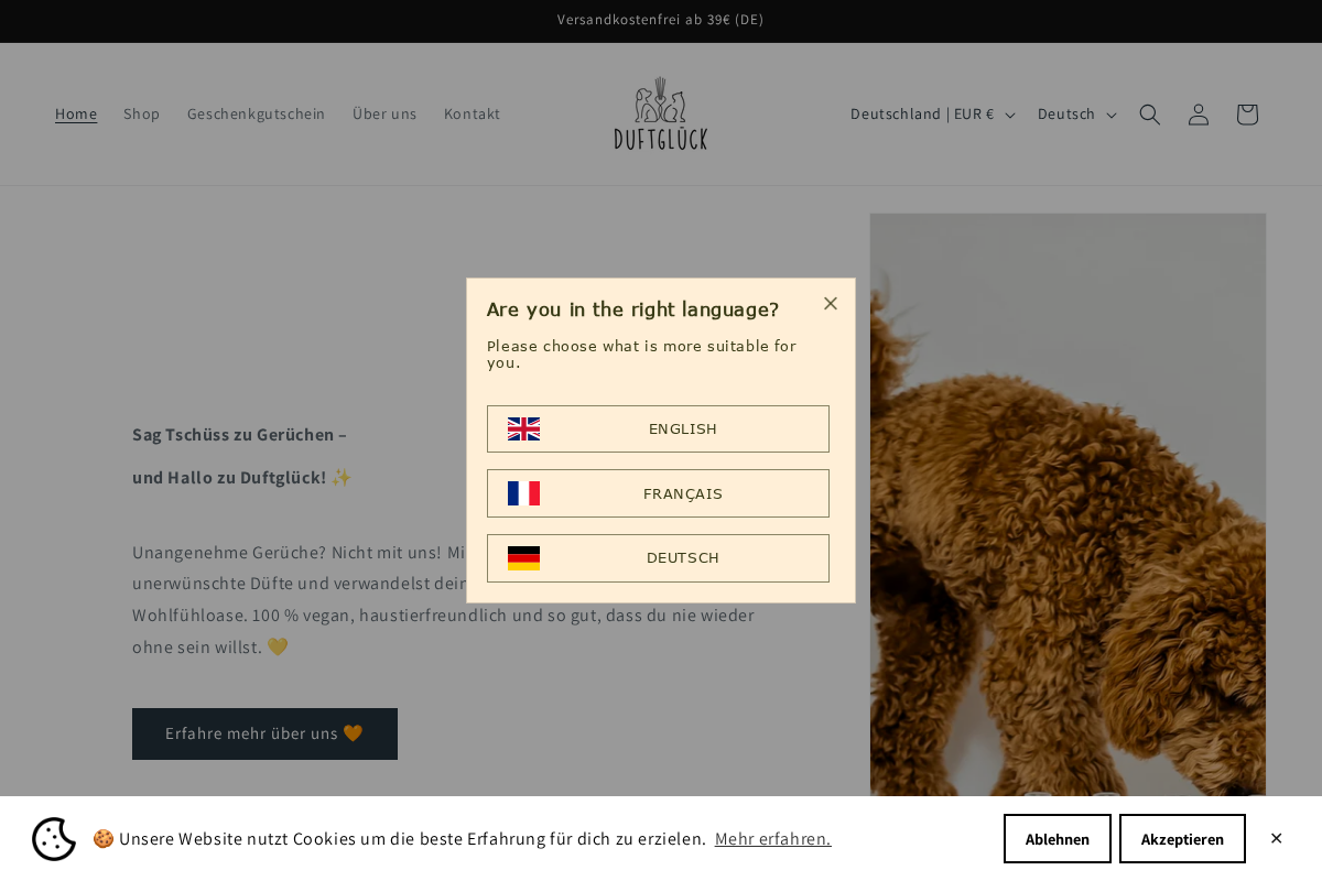 Duftglück homepage screenshot