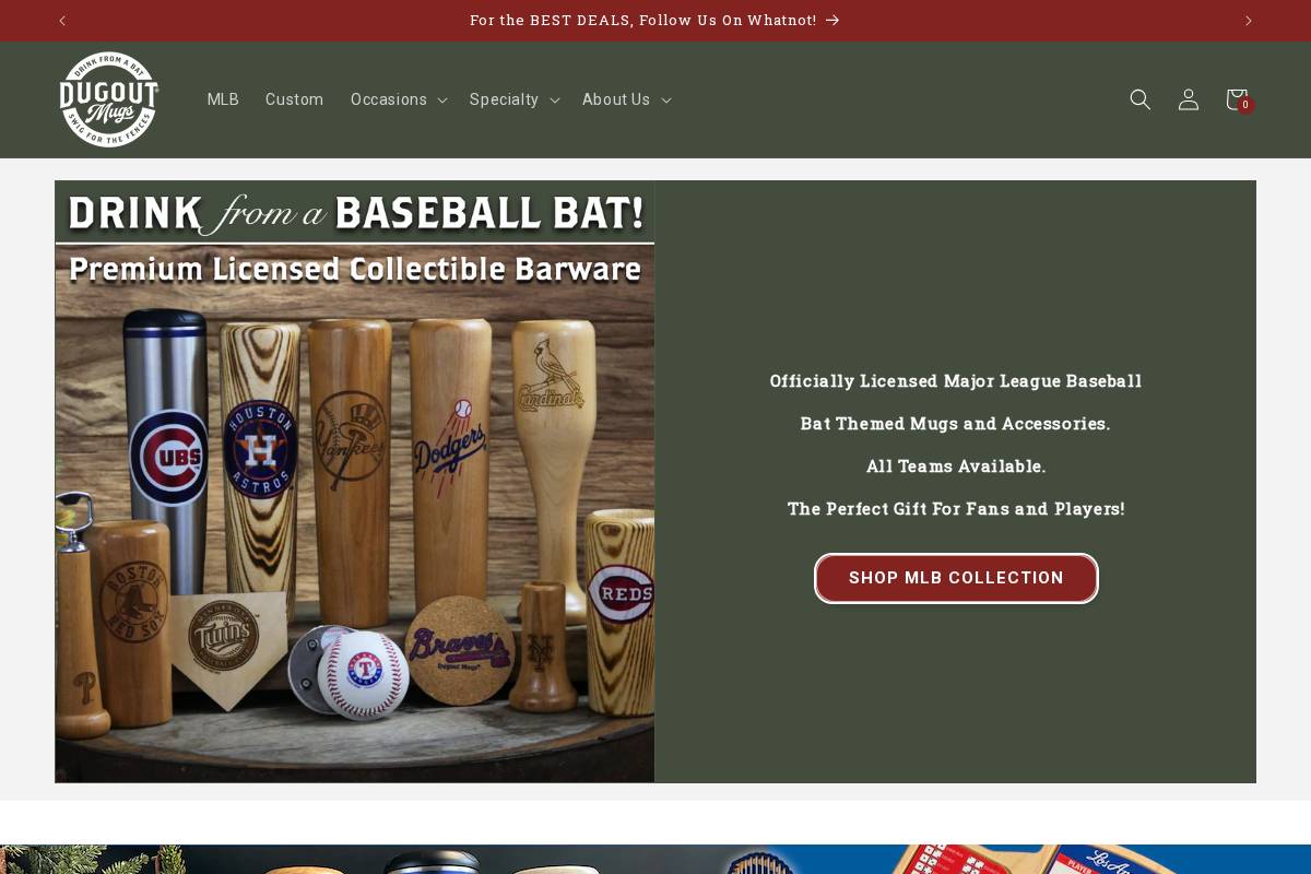 dugoutmugs.com homepage screenshot