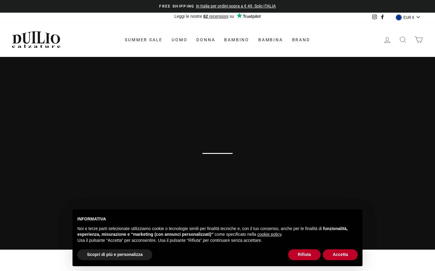 Duilio Calzature homepage screenshot