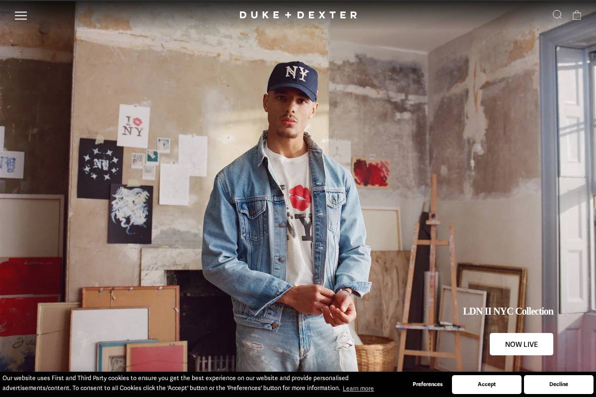 DUKE + DEXTER homepage screenshot