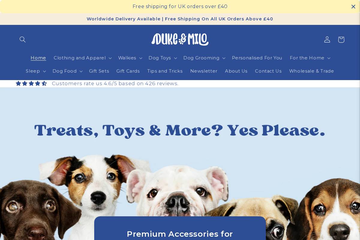 Duke & Milo homepage screenshot