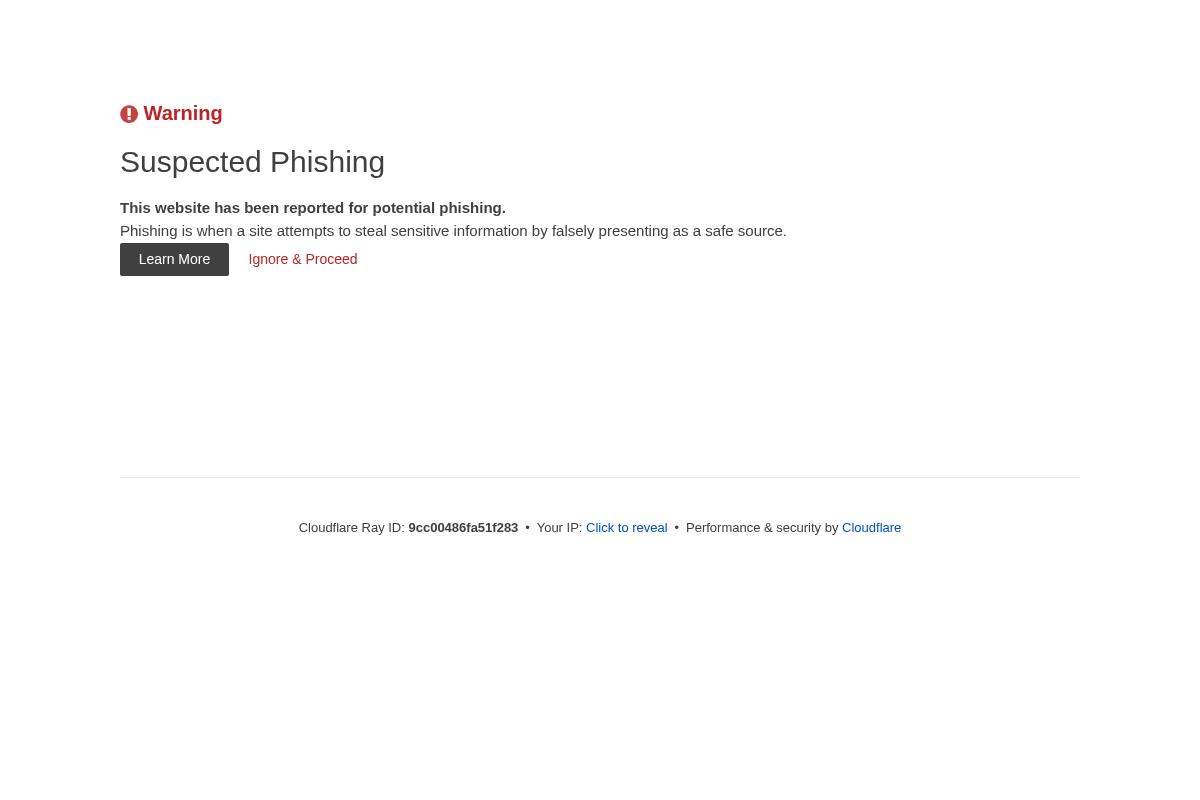 Suspected phishing site homepage screenshot