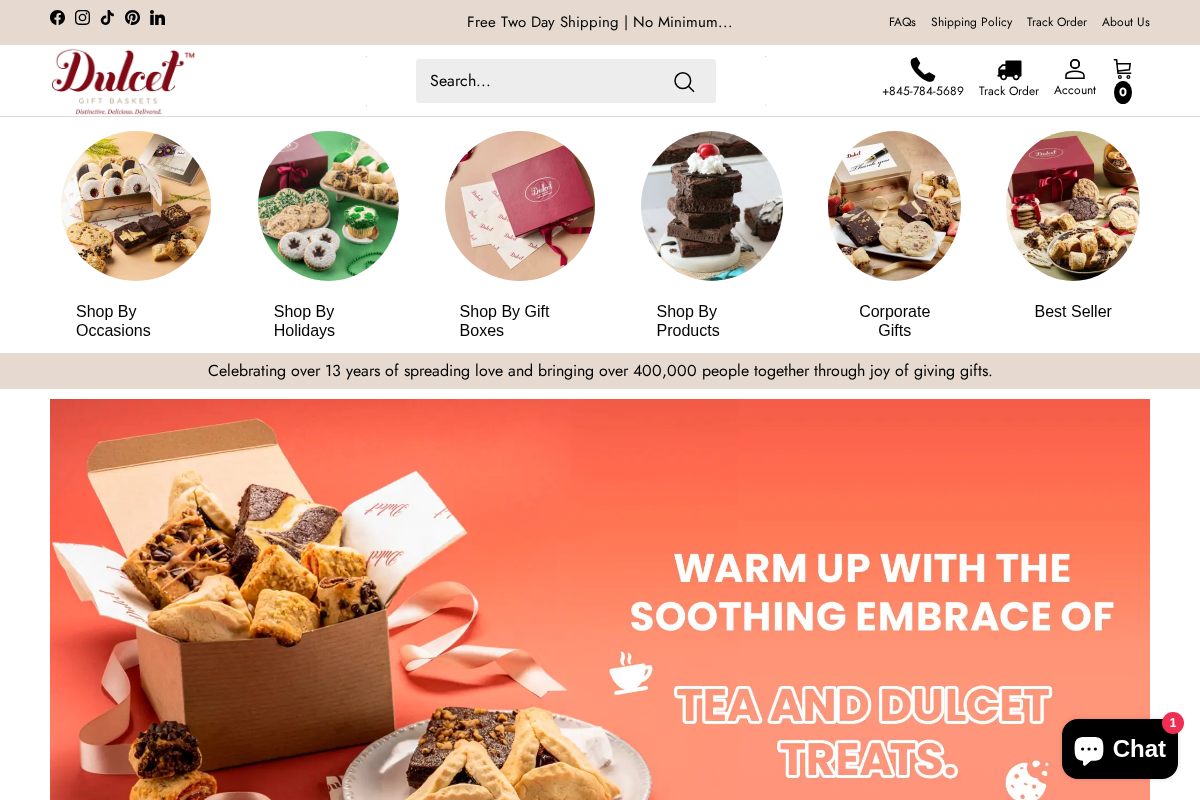 Dulcet Gift Baskets homepage screenshot