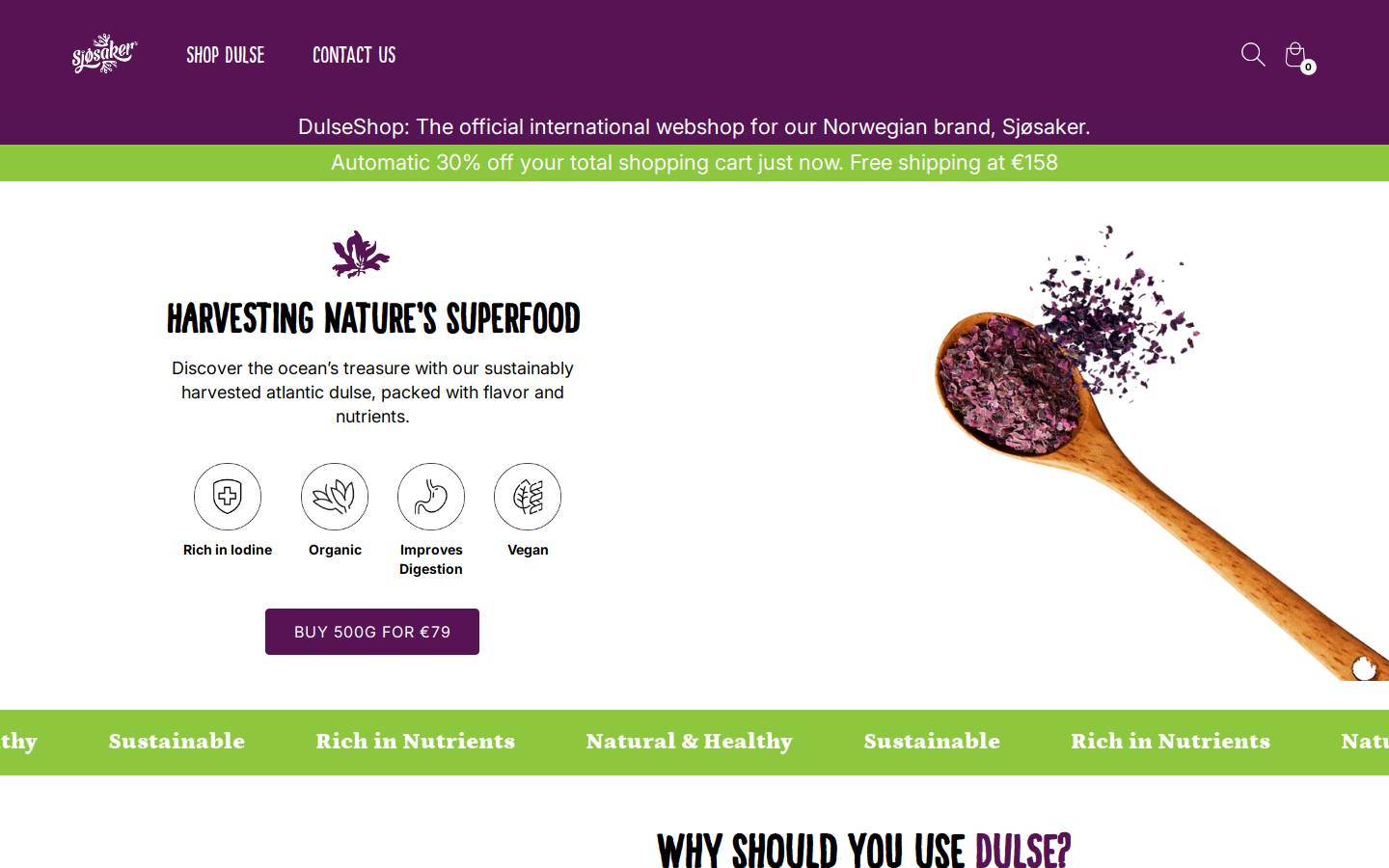 dulseshop.com homepage screenshot