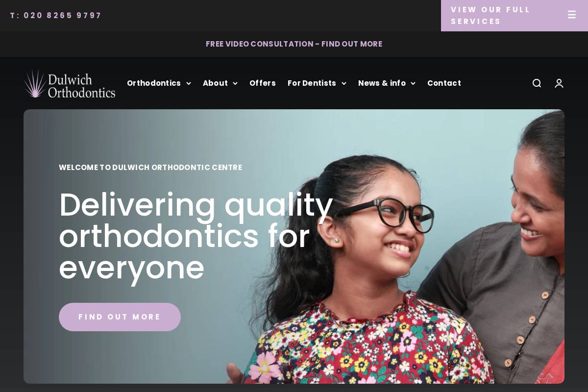 dulwichorthodontics.co.uk homepage screenshot