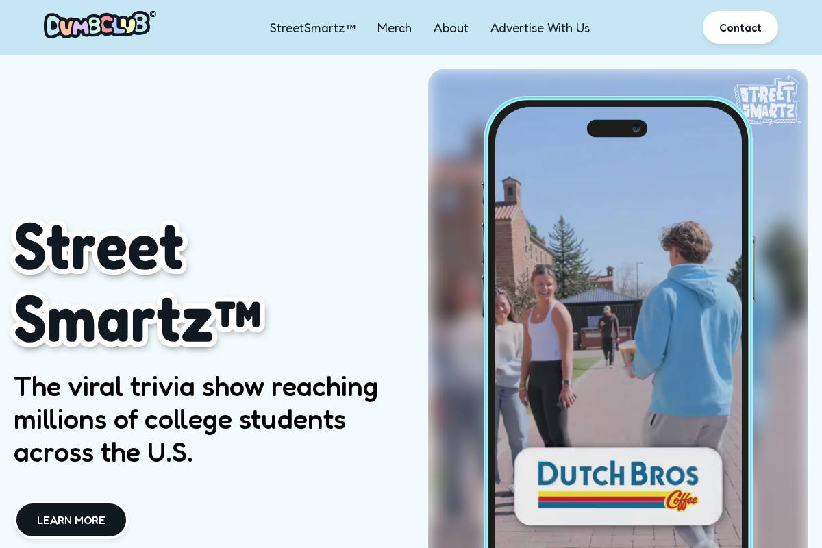 dumbclub.com homepage screenshot