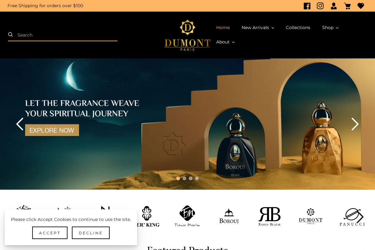 dumontperfumes.com homepage screenshot
