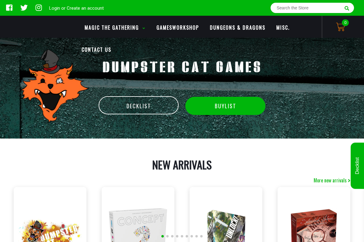 Dumpster Cat Games homepage screenshot