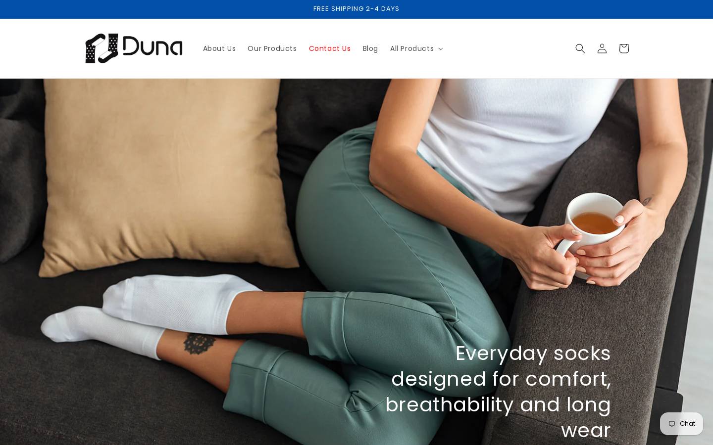 dunasocks.com homepage screenshot