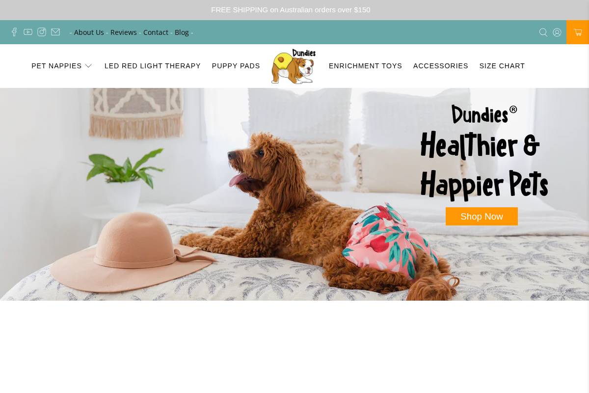 dundies.com.au homepage screenshot