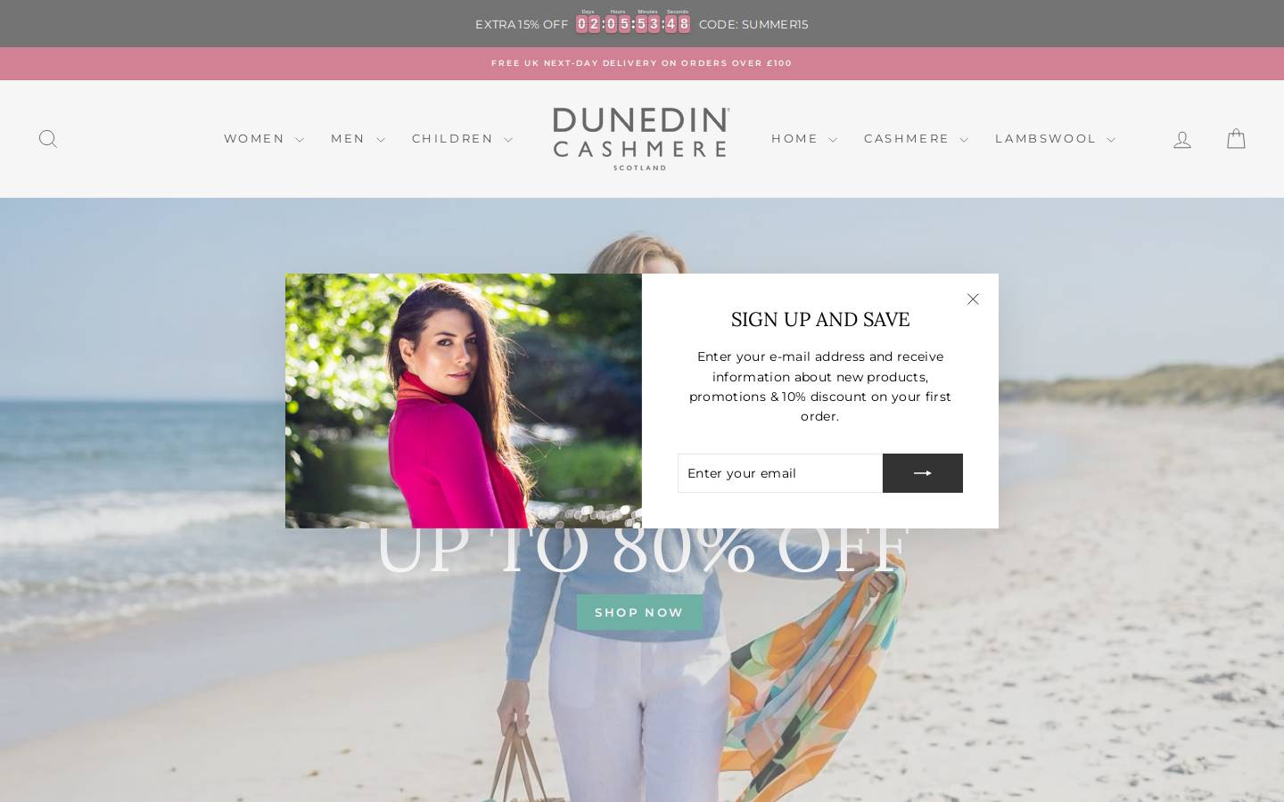 Dunedin Cashmere homepage screenshot