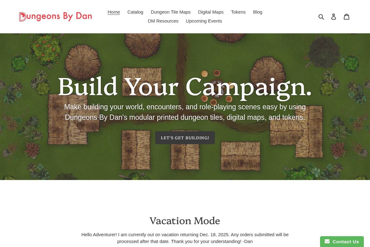 dungeonsbydan.net homepage screenshot