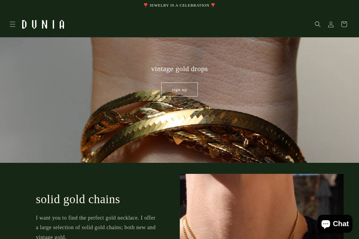 duniajewelry.com homepage screenshot