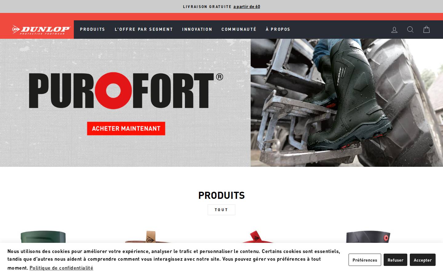 Dunlop Boots homepage screenshot