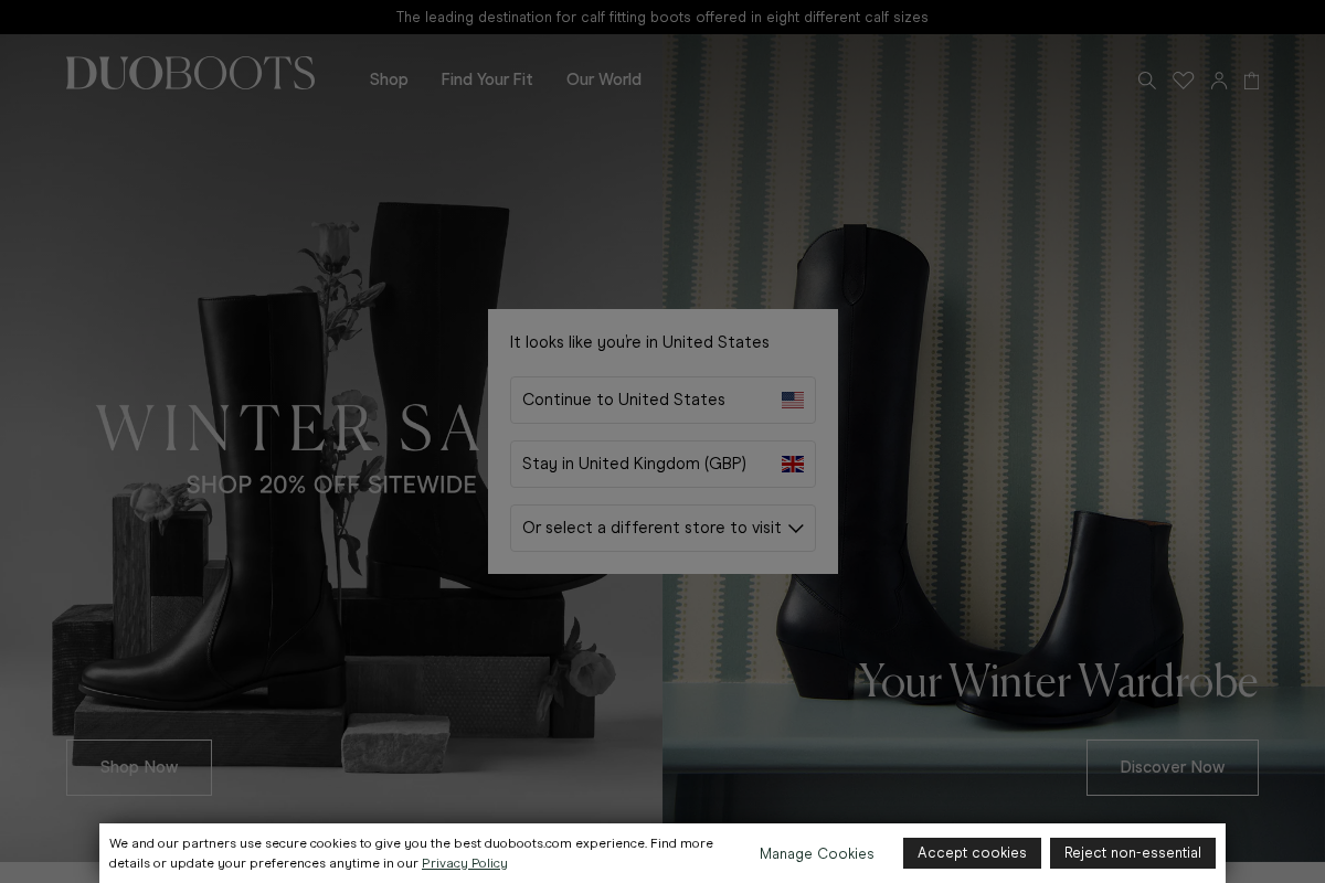 DuoBoots homepage screenshot
