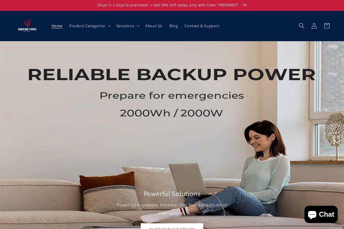duquesnepowerequipment.com homepage screenshot