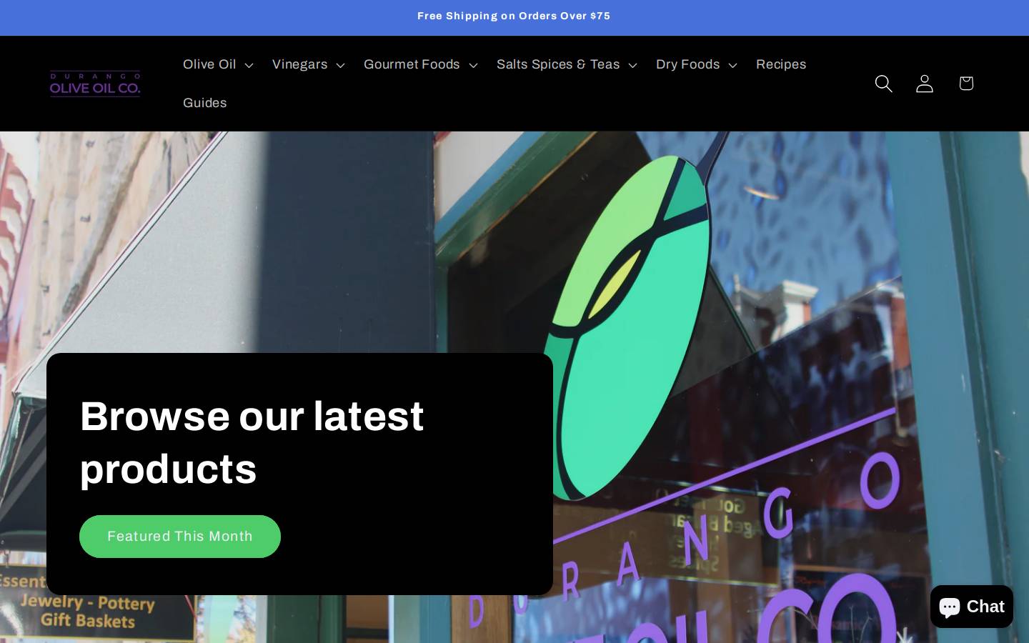 durangooliveoilcompany.com homepage screenshot