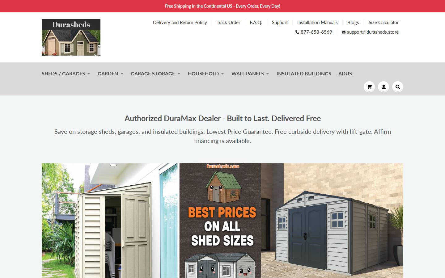 durasheds.com homepage screenshot